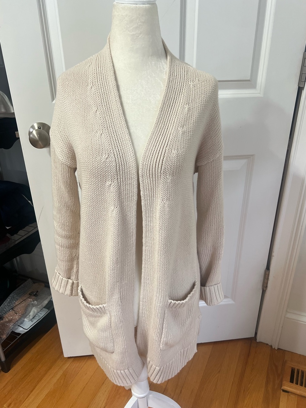 GAP Cream Open-Front Knit Cardigan